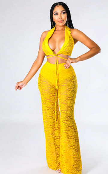Sunshine-yellow lace set