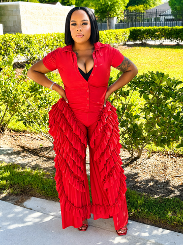 Sexy Red Ruffle Romper
